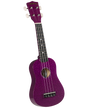 The image shows a soprano ukulele with a sparkly purple finish. It features a traditional body shape, four strings, a dark fretboard with white dot markers, white tuning pegs, and a sound hole in the center. The headstock displays the "Diamond Head" branding. This colorful, beginner-friendly model is eye-catching and popular among new players for its bright tone and fun design.