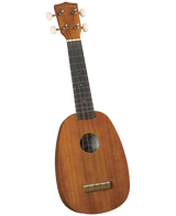The image shows a soprano-sized Diamond Head ukulele with a small, pineapple-shaped wooden body in a warm brown finish. It has four strings, a dark fretboard with markers, a traditional sound hole, and four tuning pegs with cream-colored buttons on the headstock displaying the "DIAMOND HEAD" logo. This acoustic ukulele is likely an entry-level model, suitable for beginners and casual players.