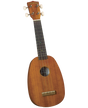 The image shows a soprano-sized Diamond Head ukulele with a small, pineapple-shaped wooden body in a warm brown finish. It has four strings, a dark fretboard with markers, a traditional sound hole, and four tuning pegs with cream-colored buttons on the headstock displaying the "DIAMOND HEAD" logo. This acoustic ukulele is likely an entry-level model, suitable for beginners and casual players.