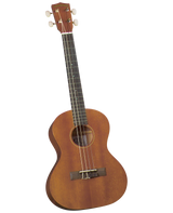 The image shows a tenor or concert-sized Diamond Head ukulele with a natural wood finish. It has a figure-8 body, four strings, a dark fretboard with markers, four tuning pegs with cream-colored buttons, a central sound hole, and a bridge near the bottom. The "DIAMOND HEAD" logo is visible on the headstock. This acoustic ukulele is part of the guitar family and popular in various music styles.