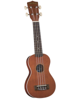 The image shows a Diamond Head ukulele with a natural reddish-brown wood finish. It has four strings, white tuning pegs, a dark wood fretboard with dot markers, a circular sound hole, and white binding along the body edges. The ukulele is likely soprano or concert size and is photographed against a white background, typical for product display.