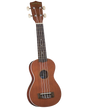 The image shows a Diamond Head ukulele with a natural reddish-brown wood finish. It has four strings, white tuning pegs, a dark wood fretboard with dot markers, a circular sound hole, and white binding along the body edges. The ukulele is likely soprano or concert size and is photographed against a white background, typical for product display.