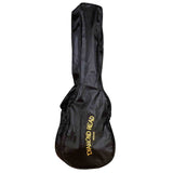 black ukulele gig bag with the words Diamond Head Ukuleles written on it. 
