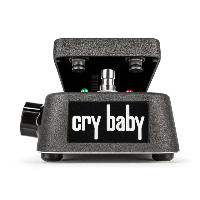A front shot of the Dunlop Cry Baby 535R reissue wah pedal. The pedal is all black with a white 'Cry Baby' logo.