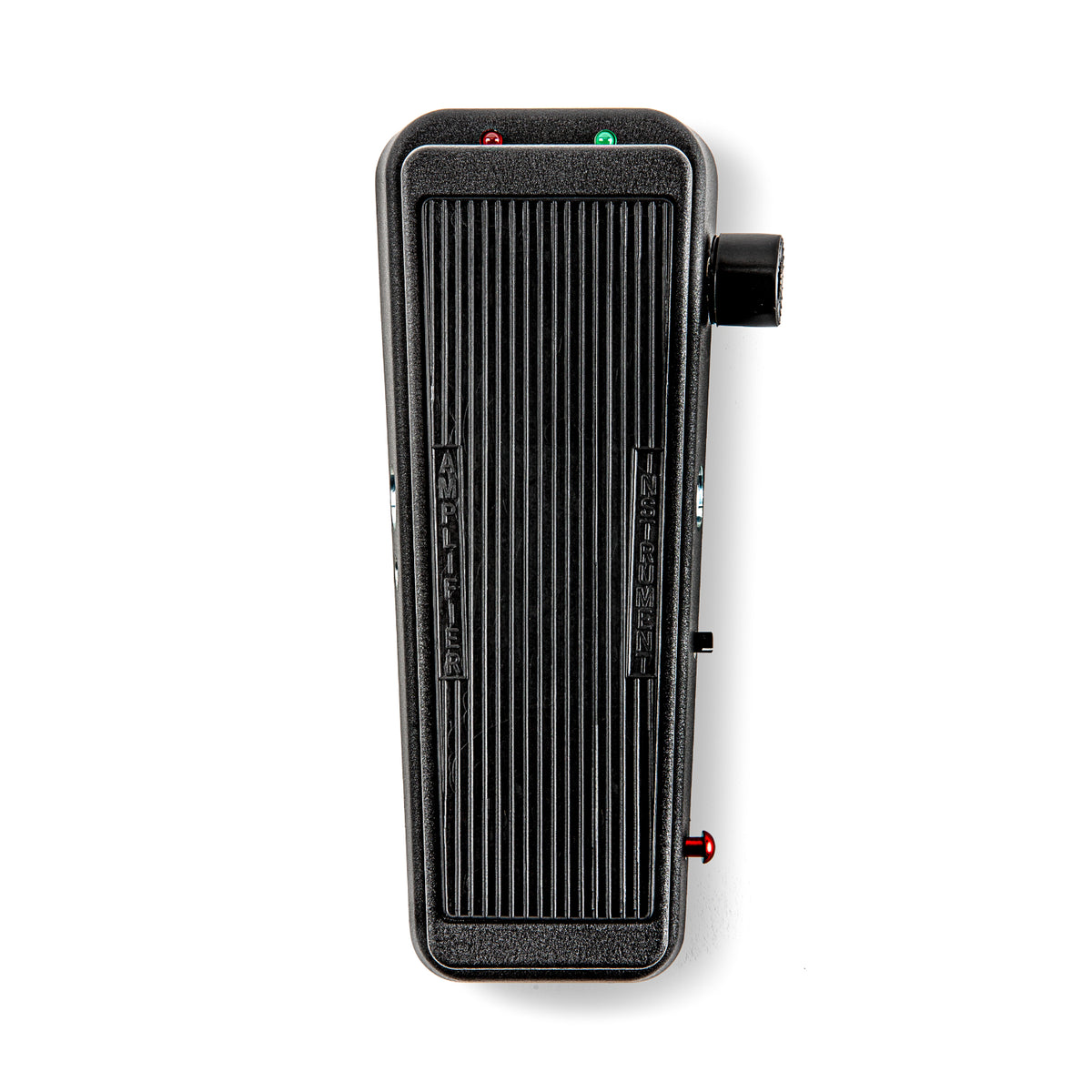 The top view of the Dunlop 535R reissue Cry Bab wah showing the rubber surface of the foot pedal and control knob on the right side.
