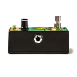 The left side of a Jimi Hendrix guitar pedal with the black finish and output jack visible.