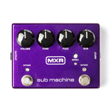 MXR bass effect pedal that has a metallic purple finish and various controls.