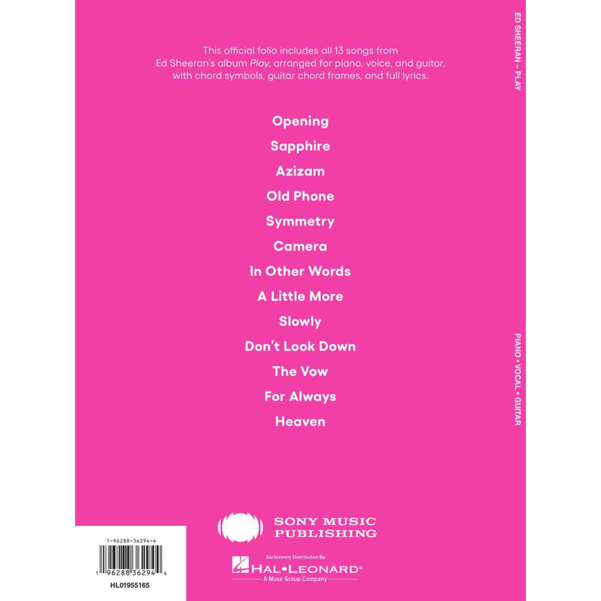 Ed Sheeran - Play - Piano, Vocal, Guitar - Songbook