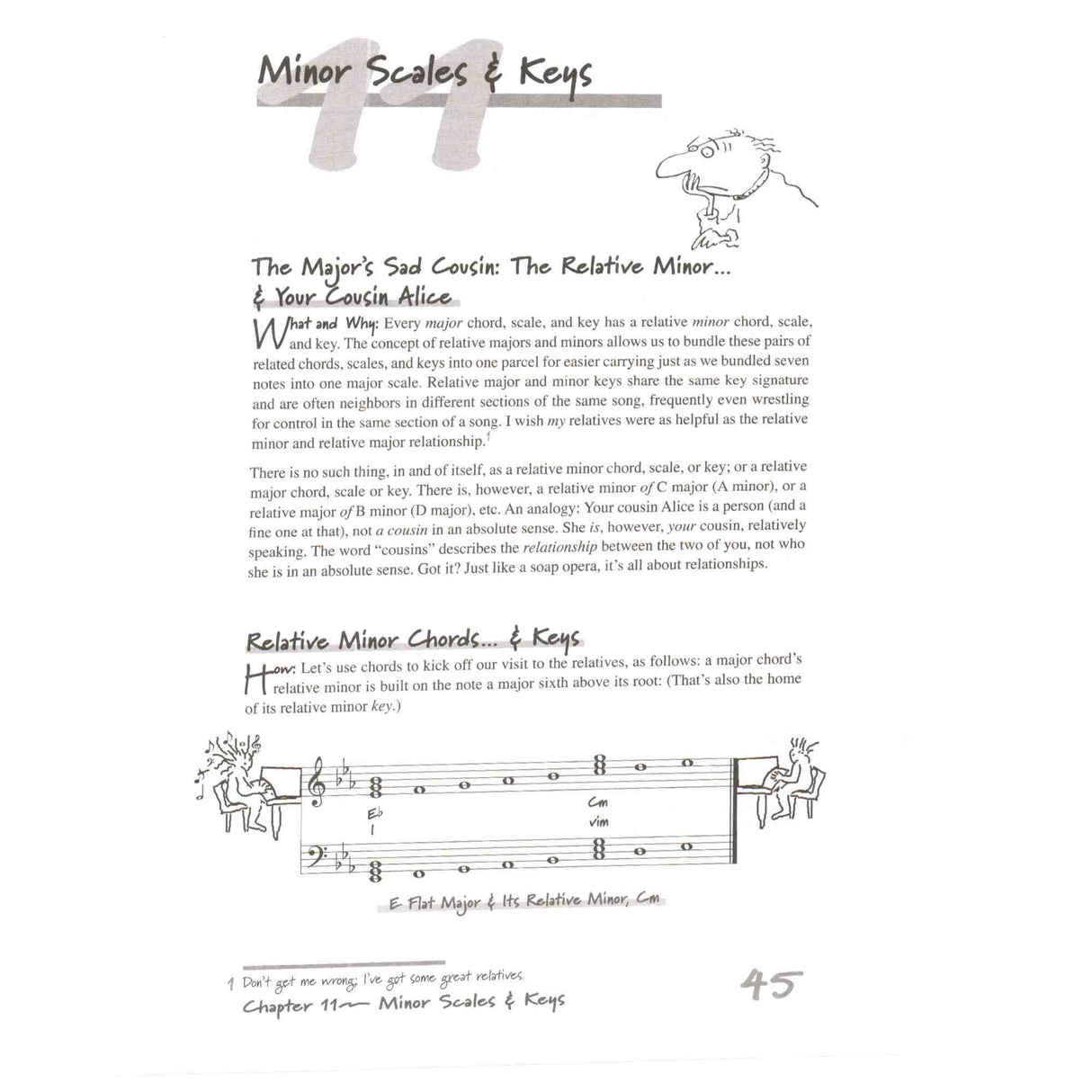 A page from a music theory book. This section is about minor scales and keys. 