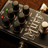 A close, angled view of the Electro-Harmonix Nano Metal Muff guitar pedal.