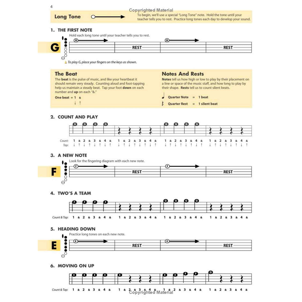 Music sheet with notes and instructions for learning to read music