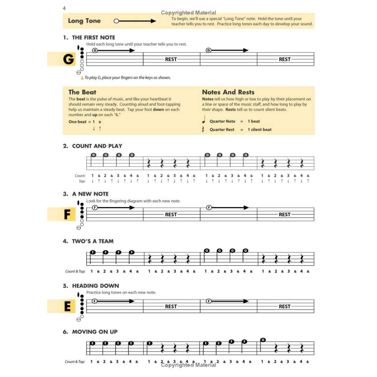 Music sheet with notes and instructions for learning to read music