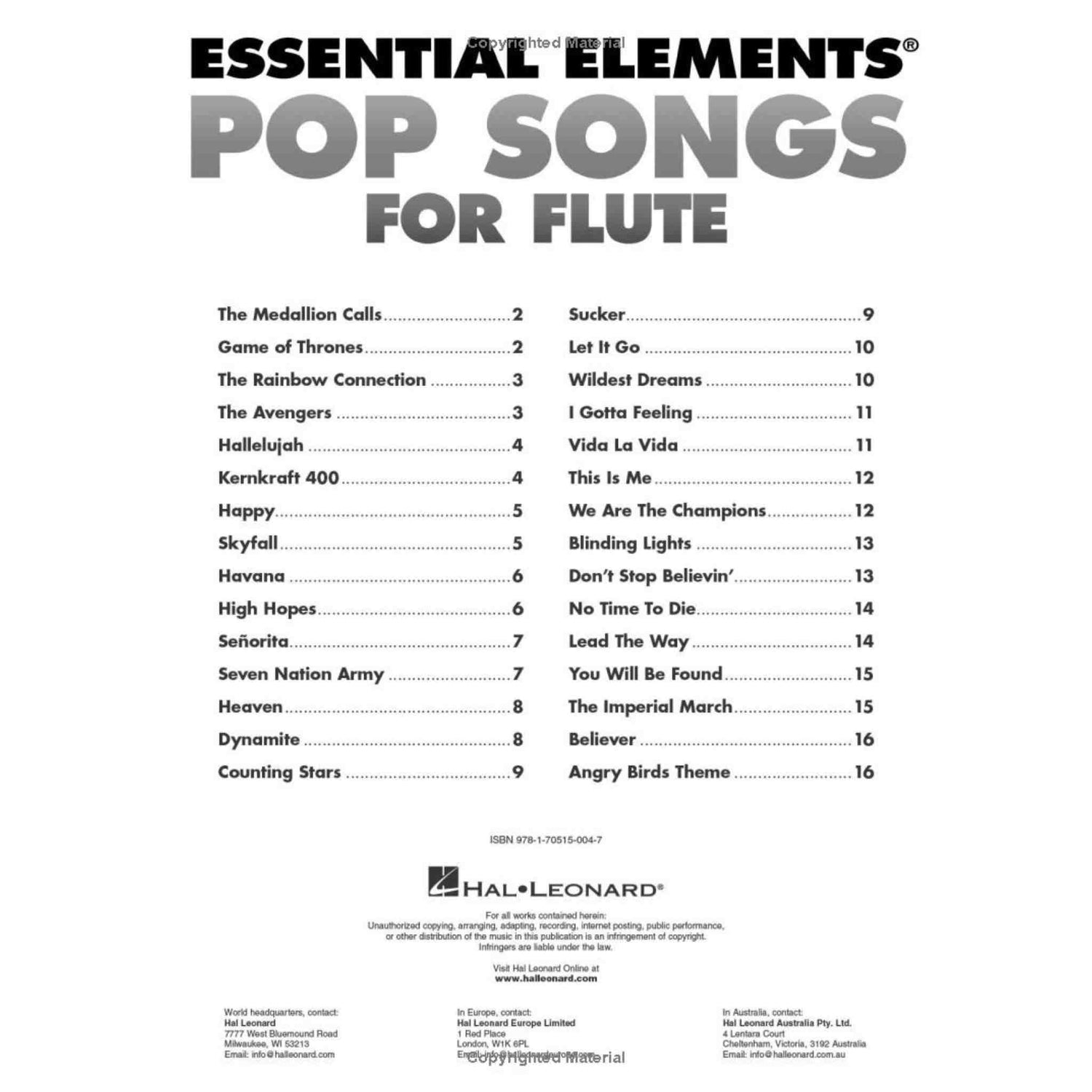 Essential Elements Pop Songs for Flute