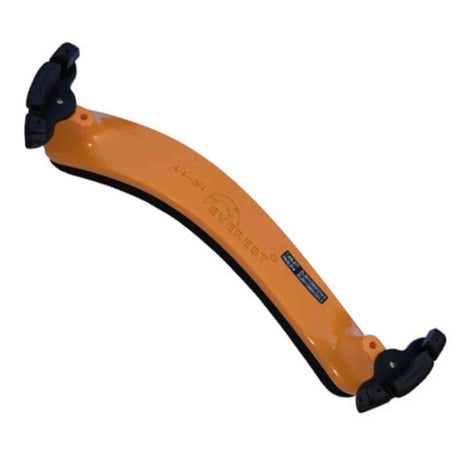 Orange Everest branded viola shoulder rest with black ends on a white background