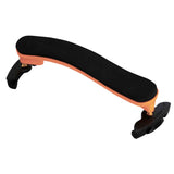 Black and orange adjustable viola shoulder rest on a white background