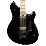 A close-up picture of the body of a black Wolfgang® Special electric guitar on a white background.