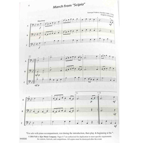 Sheet music for 'March from Scipio' by George Frederic Handel on a white background