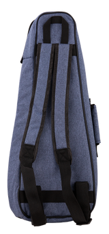 The image shows the Teton TBS25BL soprano ukulele gig bag, designed in black with the Teton logo on the front pocket. The bag features a zippered main compartment, padded interior for protection, a front accessory pocket, and adjustable shoulder straps for easy carrying.