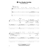 Music sheet for 'You Really Got Me' with lyrics and guitar tab on a white background