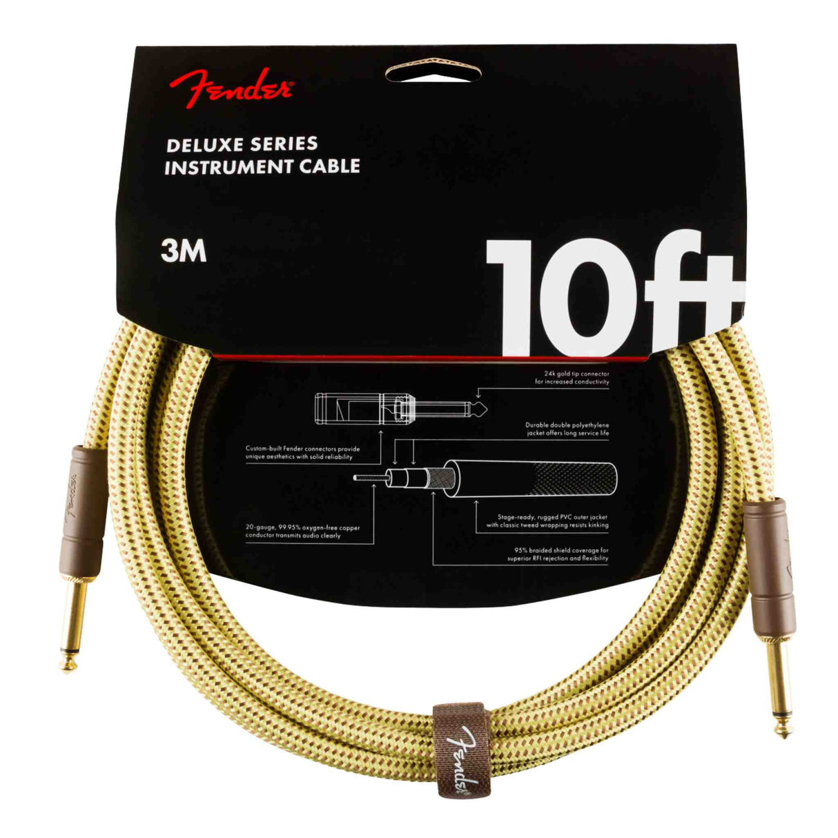 Fender Deluxe Series Tweed Instrument Cable - Straight/Straight - Tweed - 10FT