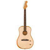 Front view of a Fender Highway Series Dreadnought acoustic electric guitar with a light colored  Solid Spruce Top. 