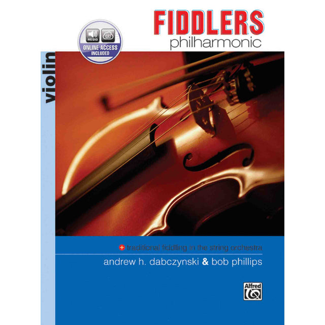 Book cover of 'Fiddlers Philharmonic' with a violin on a white background
