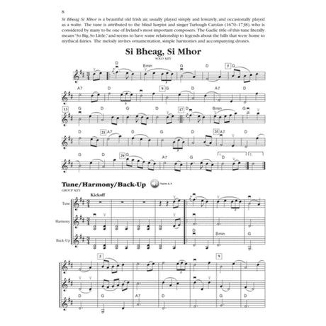 Violin Sheet music for a musical piece titled 'Si Bhéag, Si Mhor' with musical notation and text.