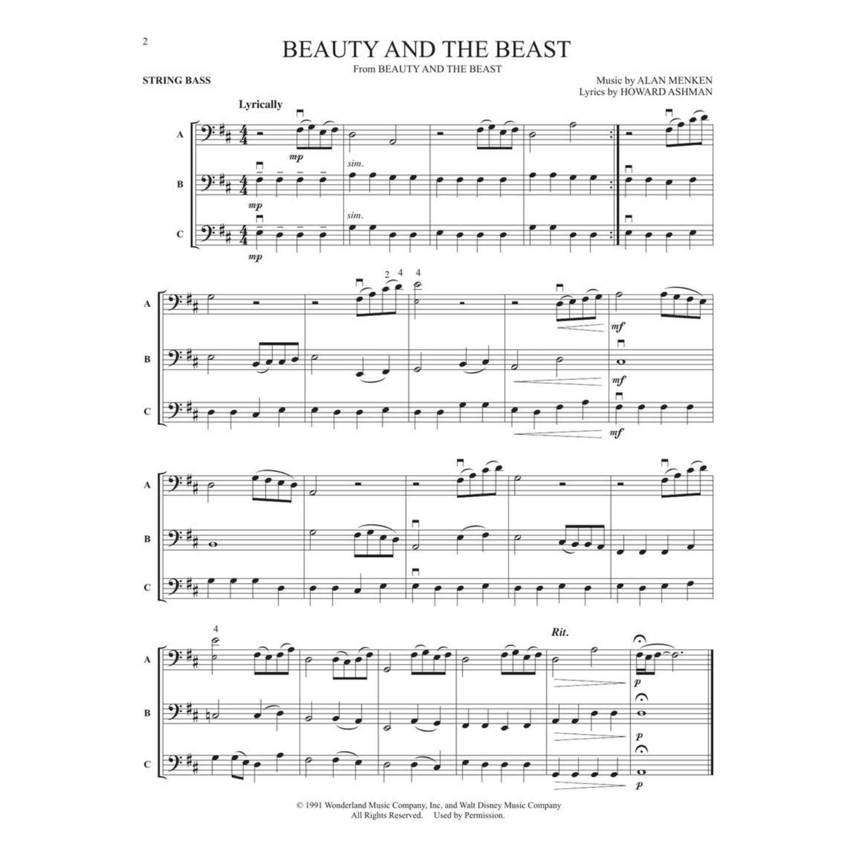 Print music for the song, "Beauty and the Beast," from Flex-Pops for Strings. 
