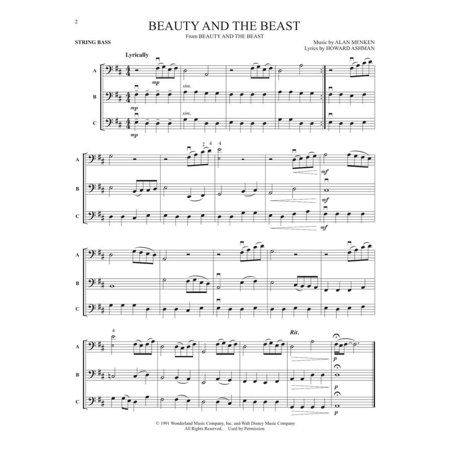 Print music for the song, "Beauty and the Beast," from Flex-Pops for Strings. 