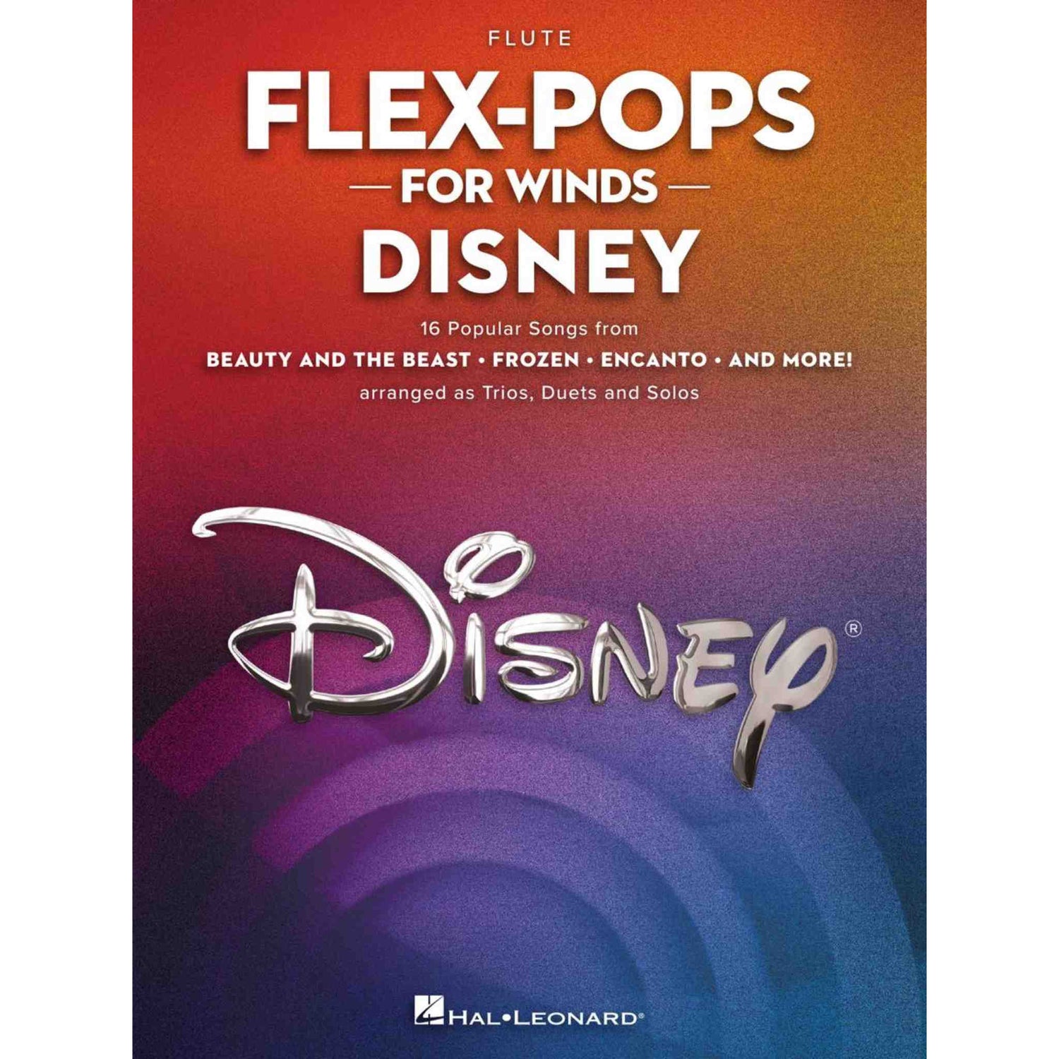 Disney Flex-Pops for Winds music book cover with colorful gradient and Disney logo.