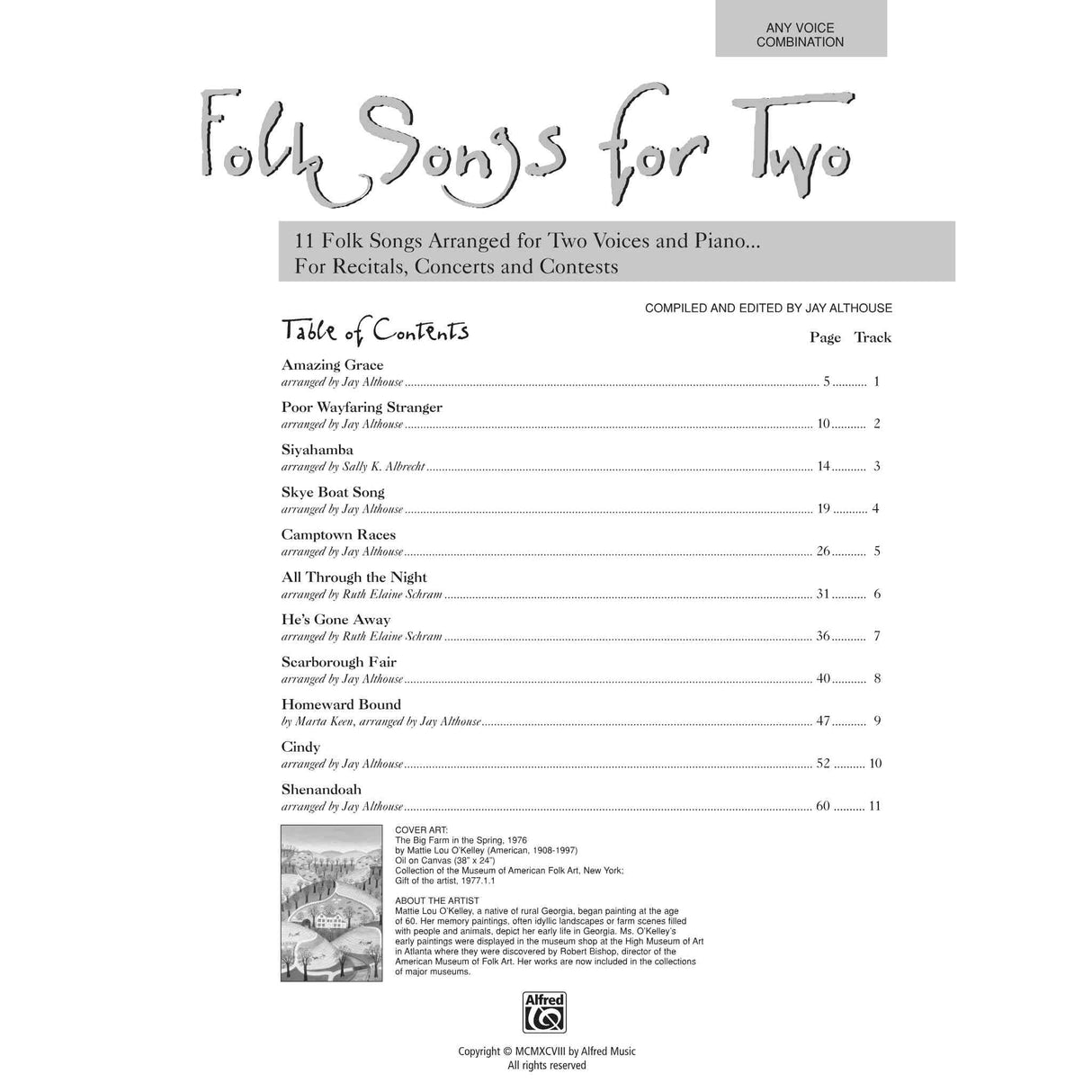 Folk Songs For Two - 11 Folk Songs Arranged For Two Voices And Piano For Recitals, Concerts, And Contests