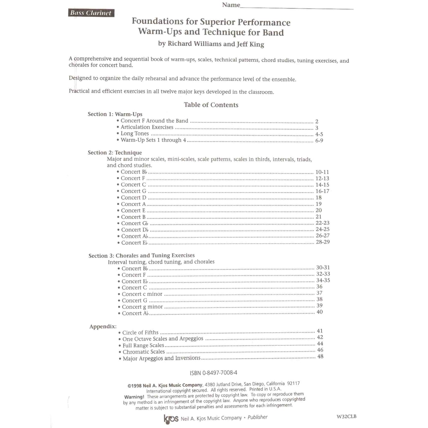 Foundations For Superior Performance - Bass Clarinet