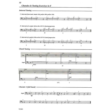 Sheet music for Euphonium BC showing Chorales and Tuning Exercises in F.