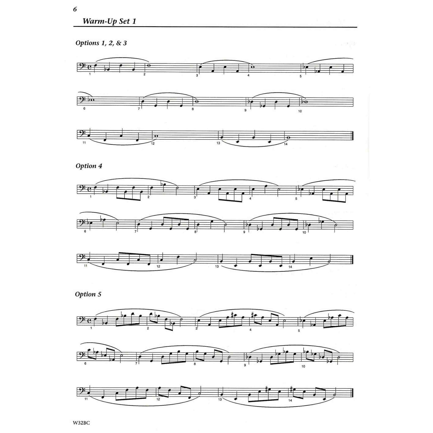 Print music for Euphonium Warm-up exercises