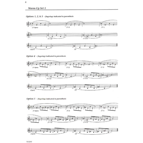 Music sheet with warm up exercises for French Horn on a white background