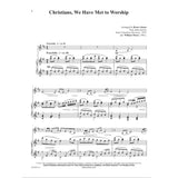 Sheet music for 'Christians, We Have Met to Worship' for French Horn with musical notation and text.