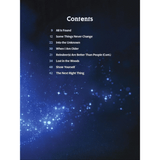 The image shows a table of contents page from a music book with a deep blue starry night sky background. It lists 8 songs with page numbers, including “All Is Found” (9), “Some Things Never Change” (12), “Into the Unknown” (22), and others. The titles suggest it is a songbook for Disney’s "Frozen 2" soundtrack, likely featuring sheet music for various instruments.