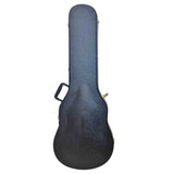 Black guitar case on a white background