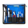 GrooveTech guitar tool kit with various tools inside a blue case on a white background