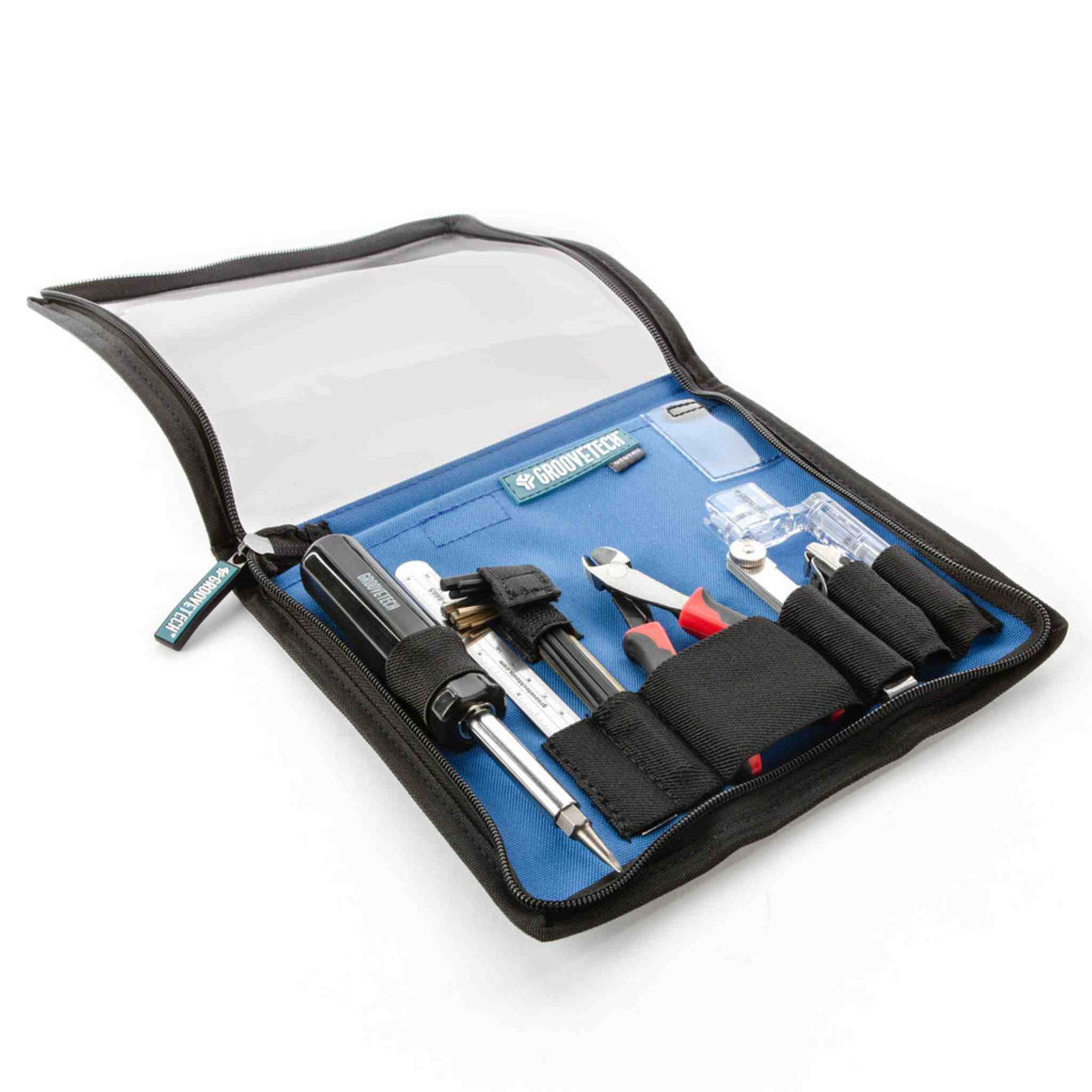 Groovetech guitar player tech kit with carrying pouch opened