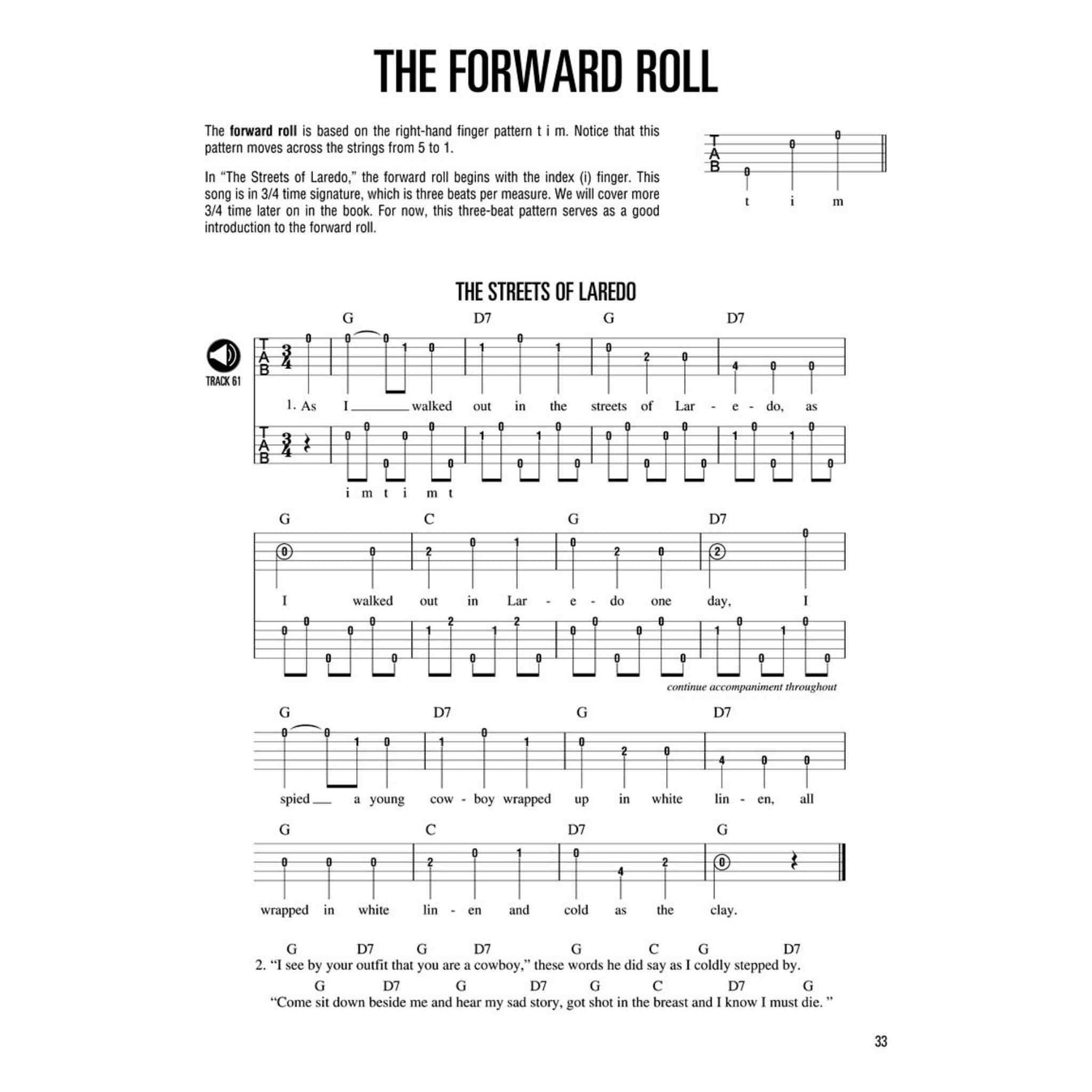 Sheet music for 'The Forward Roll' with lyrics and musical notation on a white background