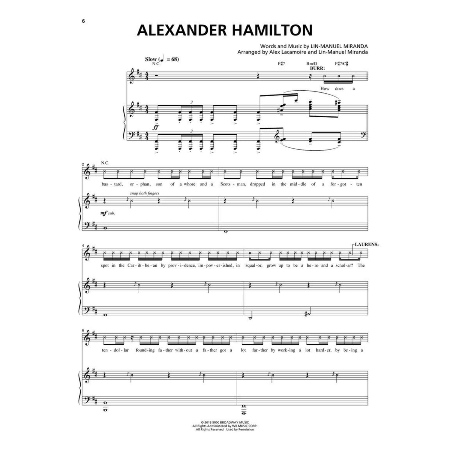 Hamilton - Vocal Selections by Lin-Manuel Miranda