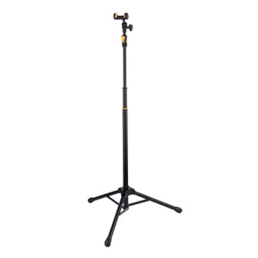 Black tripod phone holder stand on a white background