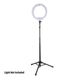 Ring light on a stand with 'Light Not Included' text on a white background