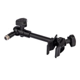 A black adjustable microphone stand attachment