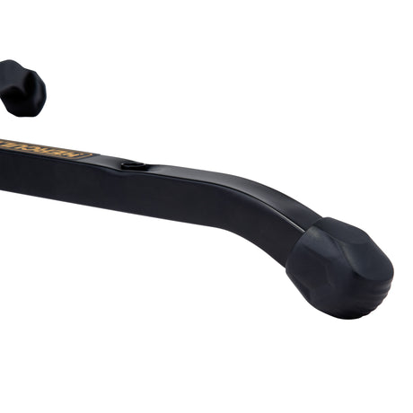 Black metal rod with spherical ends on a white background