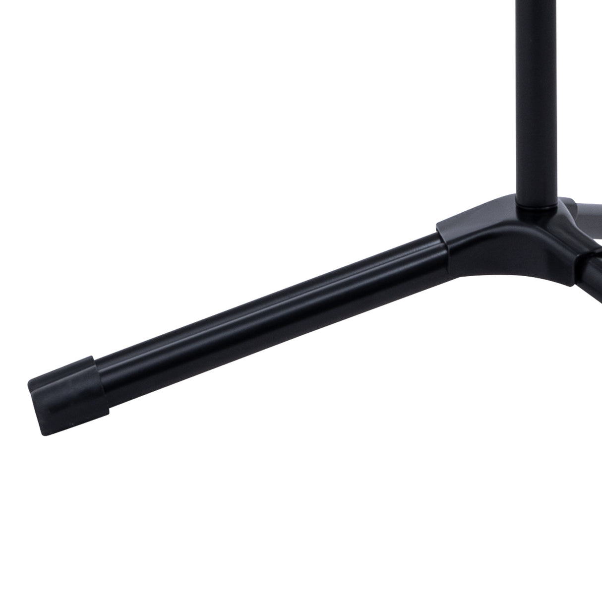 Foot of a black music stand on a white background