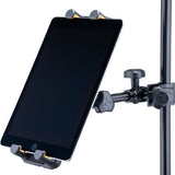 Tablet holder with a tablet on a white background