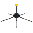 Black adjustable stand with a yellow ball on a white background