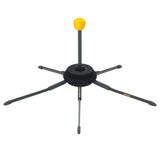 Black adjustable stand with a yellow ball on a white background